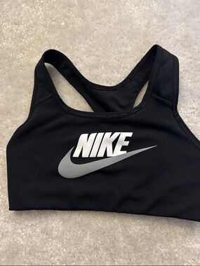 Nike Black Sports Bra with White and Gray Logo